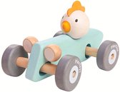 Plan Toys houten raceauto kip pastel