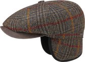 Stetson Hatteras earflap wool/leather flatcap met oorflappen kleur groen bruin maat L 59 centimeter