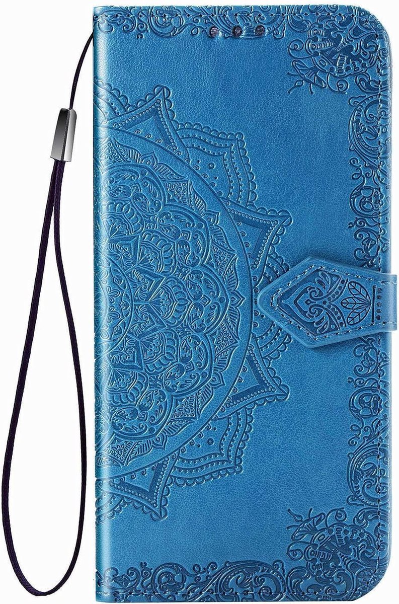 Geschikt voor Samsung Galaxy S20 FE Bookcase - Blauw - Bloemen - Portemonnee Hoesje