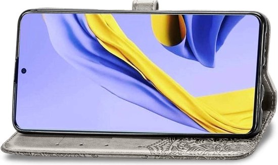 Bookcase Samsung Galaxy A51 - Grijs - Fleurs - Etui Portefeuille