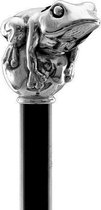 MadDeco - Kikker - Beukenhouten wandelstok met zilver verguld handvat - Italiaans design