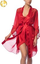 Dames satijn Pyjama Nachtkleding | 2-delige set | Gewaad | Sexy Lingerie | Nachtjapon | Elegant satijn Ochtendjas | Nachtjurk | Nachthemd | rood | Maat M