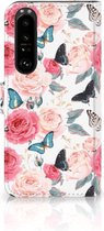 Smartphone Hoesje Sony Xperia 1 III Flipcase Cadeautjes voor Moederdag Butterfly Roses