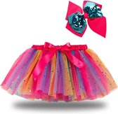 Gekleurde Glitter meisje tutu rok - tule meisjes rok - Regenboog Glitter kleuren meisjes rok - maat 80-86-92 - meisje rokje 12 - 18 maanden