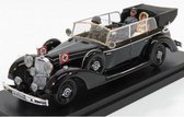The 1:43 Diecast Modelcar of the Mercedes-Benz 770K Cabriolet with Adolf Hitler and Eva Braun SS Military Graduated Driver of 1942. The manufacturer of the scalemodel is Rio Models