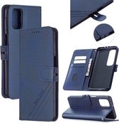 Voor Samsung Galaxy M51 Stiksels Stijl 2-Kleur Koe Textuur Horizontale Flip PU Lederen Case met Houder & Kaartsleuf & Lanyard (Blauw)