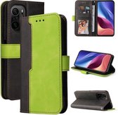 Voor Geschikt voor Xiaomi Redmi K40/K40 Pro/Poco F3/Mi 11i Zakelijke Stiksels-Kleur Horizontale Flip PU Lederen Case met Houder & Kaartsleuven & Fotolijst (Groen)