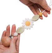 Grannies - speenkoord Fleur- speenketting - siliconen bloem - houten clip - babyshower cadeau - wit
