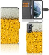 Telefoonhoesje Geschikt voor Samsung Galaxy S21 FE Flip Cover Valentijn Cadeautje hem Bier