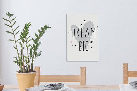 Peintures sur toile - illustration faite à la main d'un coeur avec le texte dream big - 20x30 cm - Décoration murale
