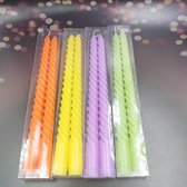 Swirl kaarsen Multi Color set van 8 - 25 cm - Twisted Candle – Twirl Candle - Gedraaide Kaarsen