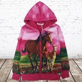 Hard roze vest met paarden print -s&C-134/140-Meisjes vest
