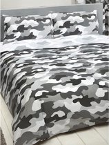 2-persoons jongens / kinder dekbedovertrek (dekbed hoes) legerkleuren (army) camouflage grijs (zwart / antraciet) 200 x 200 cm (cadeau idee!)
