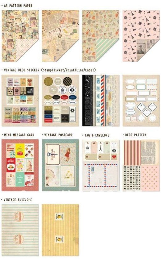 Vintage paper & sticker set - A4 formaat - Meer Leuks - Geweldige set voor  o.a... | bol.com