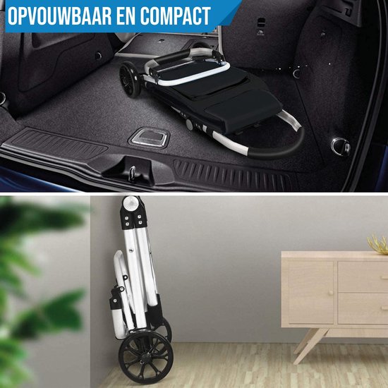 Strex Shopping Trolley avec Roues - Pliable - Sac à Strex détachable - Panier