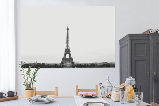 La Tour Eiffel au loin 180x120 cm - Tirage photo sur toile (Décoration murale salon / chambre) XXL / Groot format!
