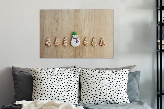 Canvas schilderij 60x40 cm - Wanddecoratie kerstkoekjes - Muurdecoratie woonkamer - Slaapkamer decoratie - Kamer accessoires - Schilderijen op canvas - Kerstdecoratie voor binnen - Kerstversiering - Kerstmis versiering
