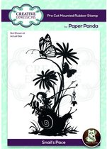 Creative Expressions Cling stamp - Kabouter rijdt op slak - 7,4cm x 13cm