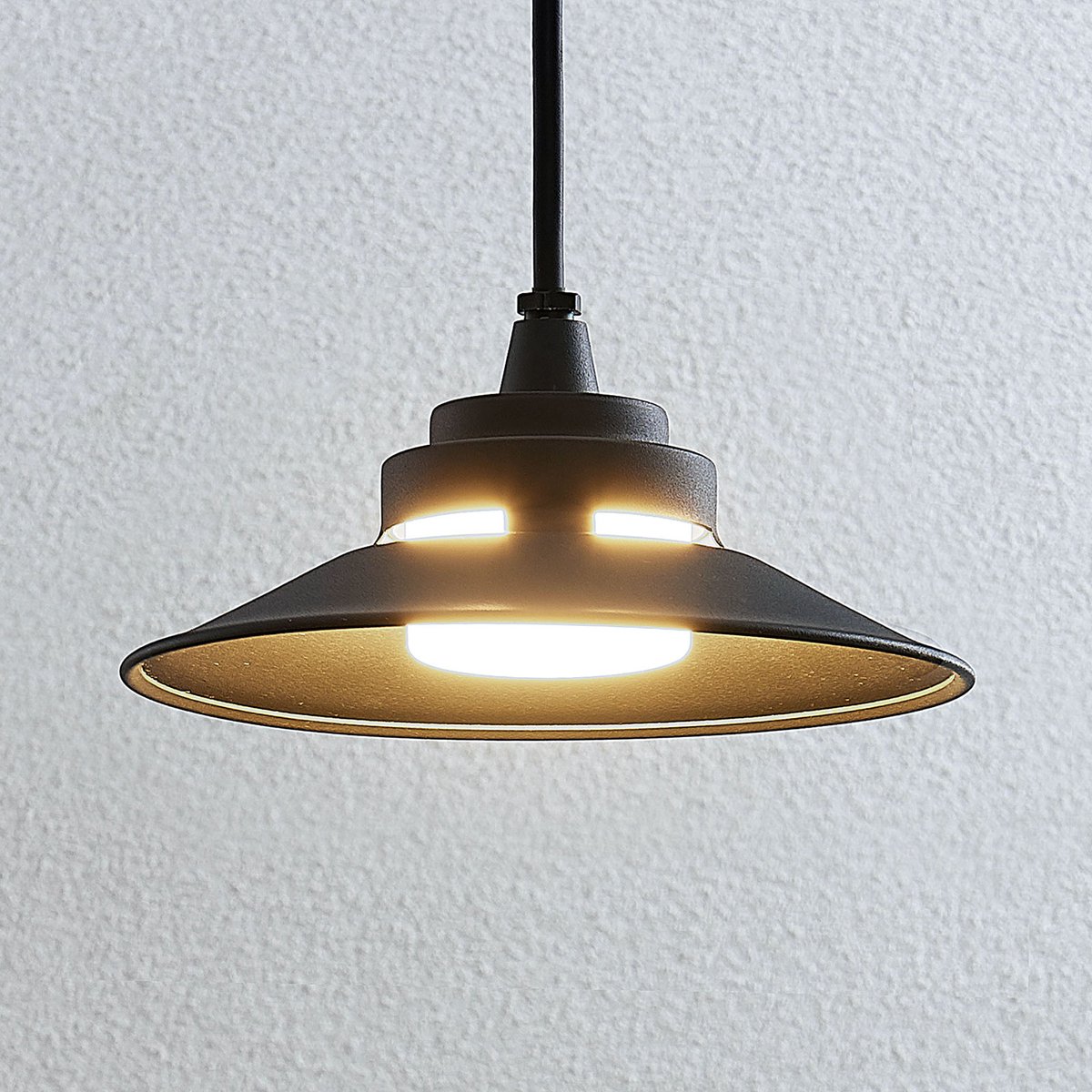 Lindby - Hanglampen buiten - 1licht - aluminium, kunststof - donkergrijs - Inclusief lichtbron