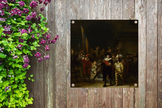Affiche de jardin - La Nachtwacht - Peinture de Rembrandt van Rijn - 50x50 cm