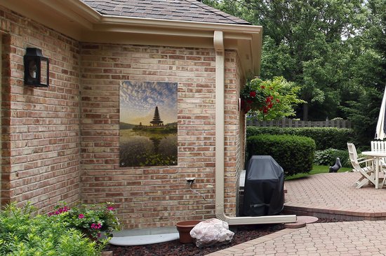 Affiche de jardin Pura Ulun Danu Bratan Temple - Nuages de moutons au-dessus du temple Pura Ulun Danu Bratan sur Bali affiche de jardin toile en vrac 60x90 cm - Toile de jardin / Toile d'extérieur / Peintures pour l'extérieur (décoration de jardin)