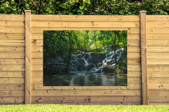 Affiche de jardin Palenque - Jungle waterfall in Palenque Mexico 180x120 cm - Toile de jardin / Toile d'extérieur / Peintures d'extérieur (décoration de jardin) XXL / Groot format!