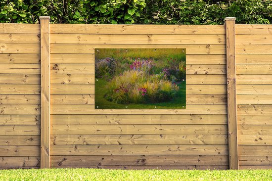 Herbe ornementale avec fleurs colorées 120x80 cm