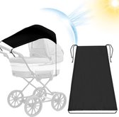 Universele kinderwagen voor kinderstoel, buggy en wieg, zonnezeil kinderwagen met uv-bescherming 50+, zonwering verduisteringsgordijn voor parasol Zwart