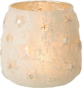 J-Line T-Lichthouder Ster Glas Antiek Zilver Small Set van 4 stuks