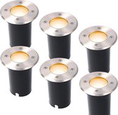 6x LED Grondspot - Maisy - RVS - Rond - 5W - 3000K - IP65 Waterdicht