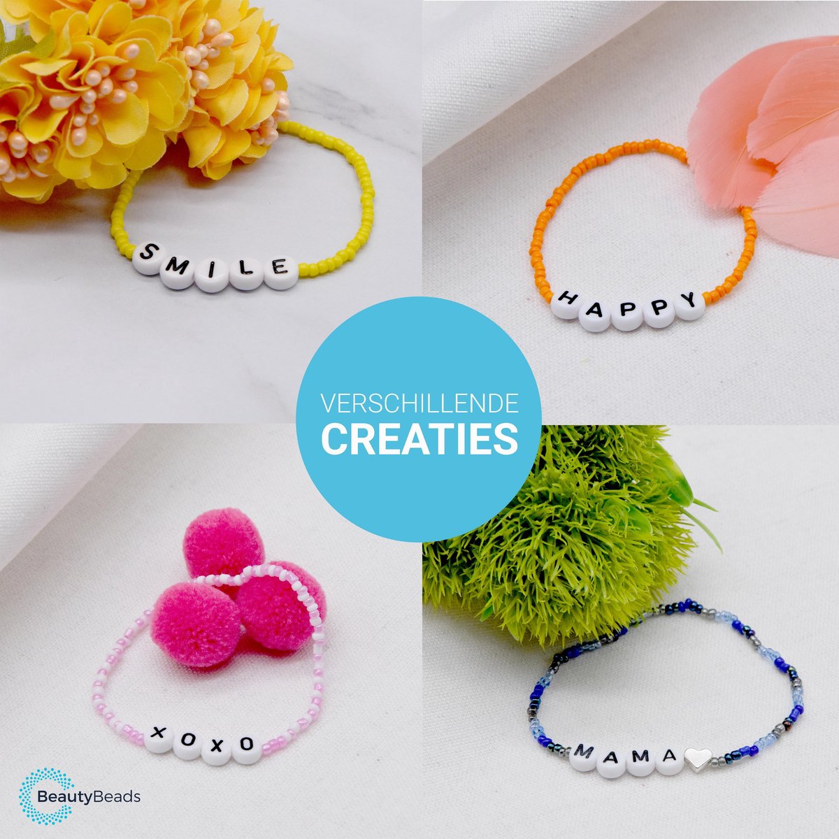 BeautyBeads Knutsel Sieradenpakket met +19000 Glaskralen en Letterkralen – Uitgebreide Kralenset met Letters voor Gepersonaliseerde Armbanden en Kettingen – 2mm Kralen - BB105 — afbeelding 13
