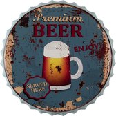 Clayre & Eef Tekstbord Ø 50 cm Meerkleurig Ijzer Premium Beer Wandbord Quote Bord Spreuk