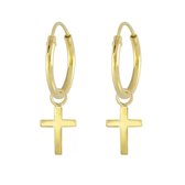 Zilveren oorbellen | Oorring/oorringen met hanger | Gold plated oorringen, kruisje