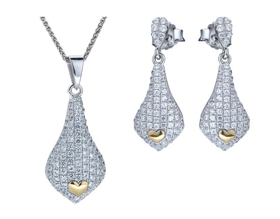 Orphelia SET-5220 - Juwelenset: Ketting + Oorbellen - 925 Zilver - Zirkonia - 45/2,4 cm
