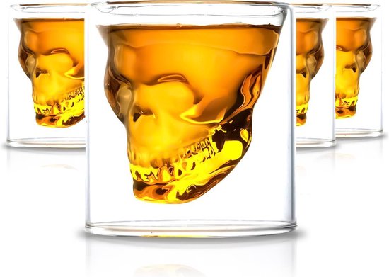 Whisiskey Schedel Whiskey Glazen - 4 Drank Glazen - Whiskey glazen set -  Waterglazen -... | bol.com