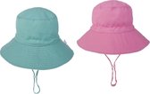 Zonnehoedje peuter 2 stuks Roze, Turquoise - Roze zonnehoed UV-Zonnebescherming 1-4 jaar- zonnehoed kind one size- zomerhoed kind