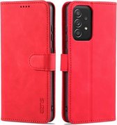 Voor Samsung Galaxy A52 5G/4G AZNS Huid Voelen Kalf Textuur Horizontale Flip Lederen Case met Kaartsleuven & Houder & Portemonnee (Rood)