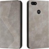 Voor Motorola Moto E6 Play Skin Voel je Magnetisch S-type Effen Kleur Horizontale Flip Lederen Case met Houder & Kaartsleuf & Portemonnee (Grijs)