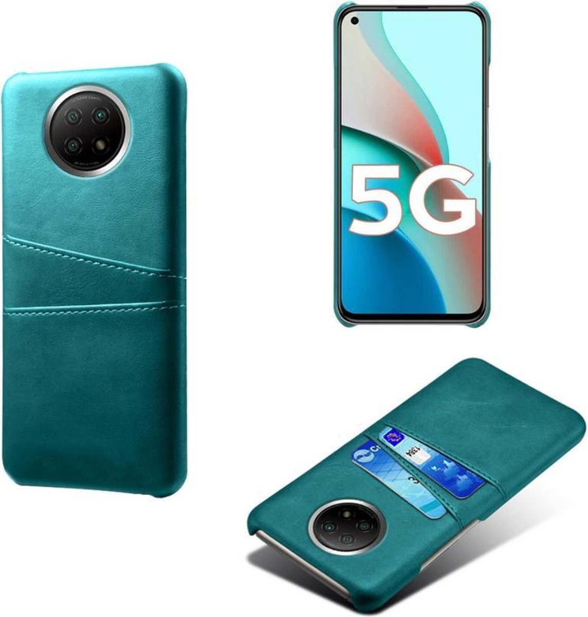 Backcover met Opbergvakjes + PMMA Screenprotector voor Xiaomi Redmi Note 9T _ Groen