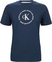 Calvin Klein Circular Monogram Logo t-shirt - Heren t-shirt korte mouw - Regular Fit - Crewneck - Navy - L