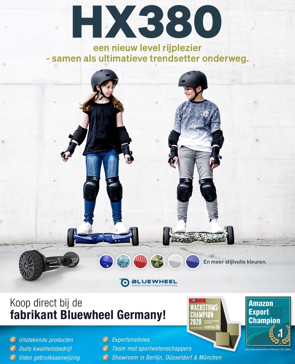 BLUEWHEEL App compatible Hoverboard Off Road + Haut-parleur Bluetooth et  lumière LED