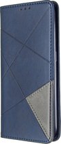 Samsung Galaxy A01 Hoesje - Mobigear - Rhombus Slim Serie - Kunstlederen Bookcase - Blauw - Hoesje Geschikt Voor Samsung Galaxy A01