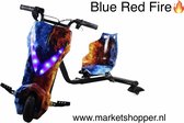 Elektrische drift trike karts met vering en LED verlichting - drie racestanden – BLUE RED FIRE