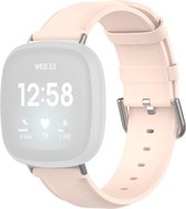 Fitbit versa bandje van By Qubix - Fitbit Versa 3 / Sense leren bandje - Lichtroze