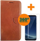 Fooniq Boek Hoes Bruin + Screenprotector - Geschikt Voor Samsung Galaxy S8 Plus