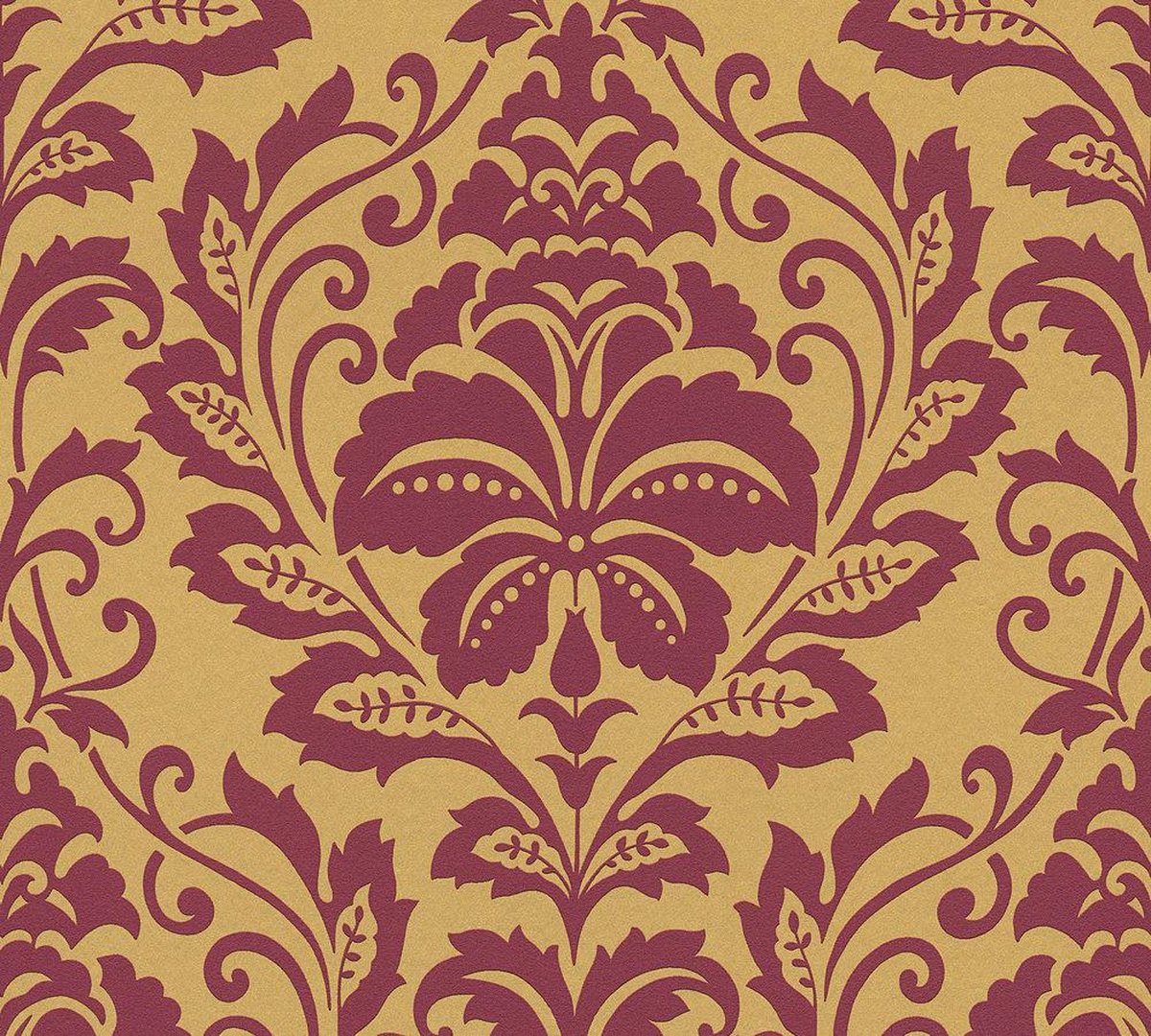 Barok behang Profhome 369103-GU vliesbehang glad met ornamenten glanzend goud rood 5,33 m2