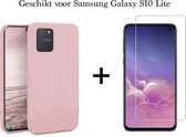 Samsung S10 Lite Hoesje - Samsung galaxy S10 Lite hoesje roze siliconen case hoes cover hoesjes - 1x Samsung S10 Lite screenprotector