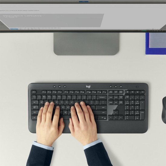 Logitech MK540 Advanced clavier Souris incluse RF sans fil QWERTY US International Noir, Blanc
