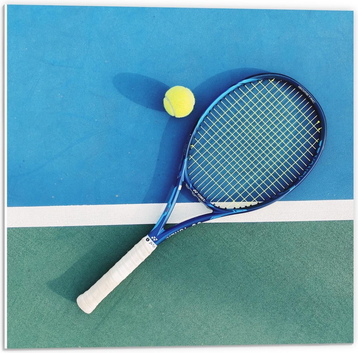 Forex - Tennisracket met Tennisbal - 50x50cm Foto op Forex
