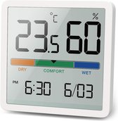 YONO Digitale Hygrometer en Thermometer – Luchtvochtigheidsmeter voor Binnen – Compact Weerstation met Datum en Tijd – Wit